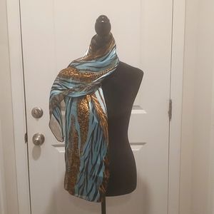 Teal, black and cheetah print scarf